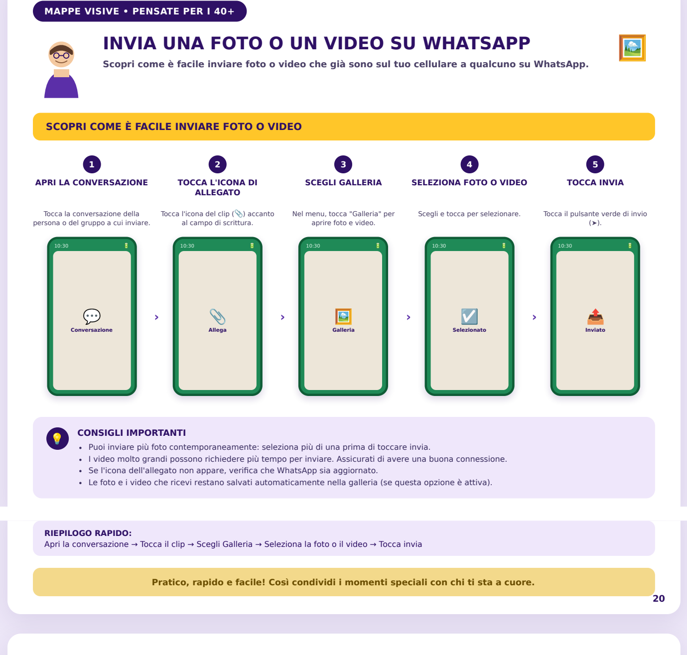 Inviare foto o video